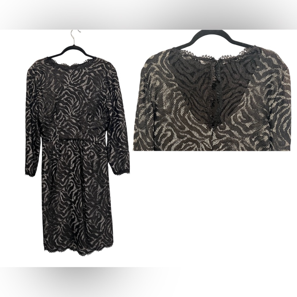 Stanley Platos Saks Cocktail Dress Black Full Lace Overlay Lace Back Panel Sz 8?